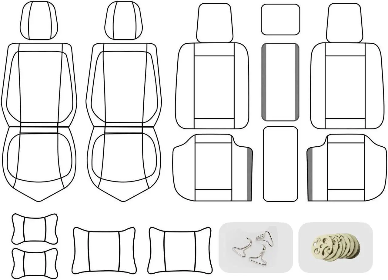 Alt view image 3 of 7 - Comfortable Cartoon Car Seat Cover, 5 Front And Rear Seats, All-weather Car Seat Cover, PU Leather Car Cushion With Waist Support And Headrest, Black Green