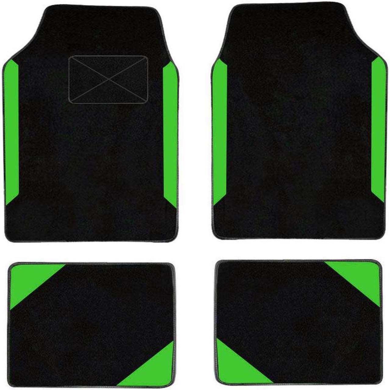 Muchkey Car Waterproof Universal Fit Car Floor Mats, All-Weather Anti-Slip Cargo Liners  Driver Heel Pad Fit for SUV,Van,sedan, Trucks,Set of 4pcs Green