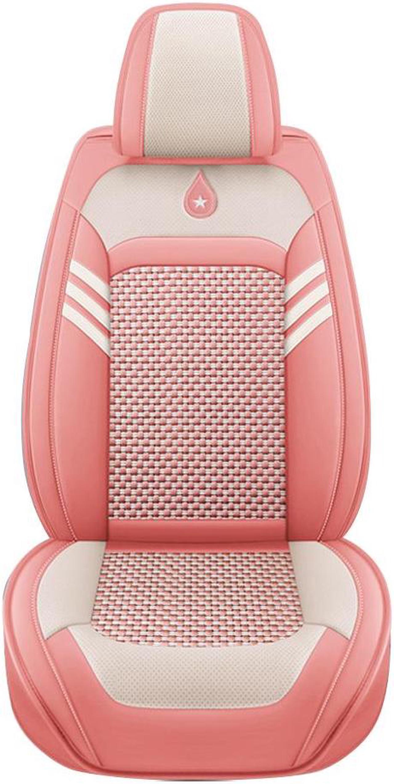 Muchkey Car Seat Covers 5 Seats Front And Rear Seat Covers Wear Resistant Cushions, All-weather Car Seat Cover,PU leather Car Cushion,Pink