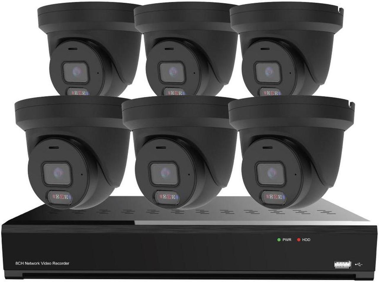 CTVISION 8CH 4K Security Camera System, 6pcs 8MP Smart AI Person/Vehicle Line Crossing Intrusion Detection Wired Outdoor Two Way Audio Active Deterrence Siren PoE IP Cameras,8CH 2TB HDD NVR