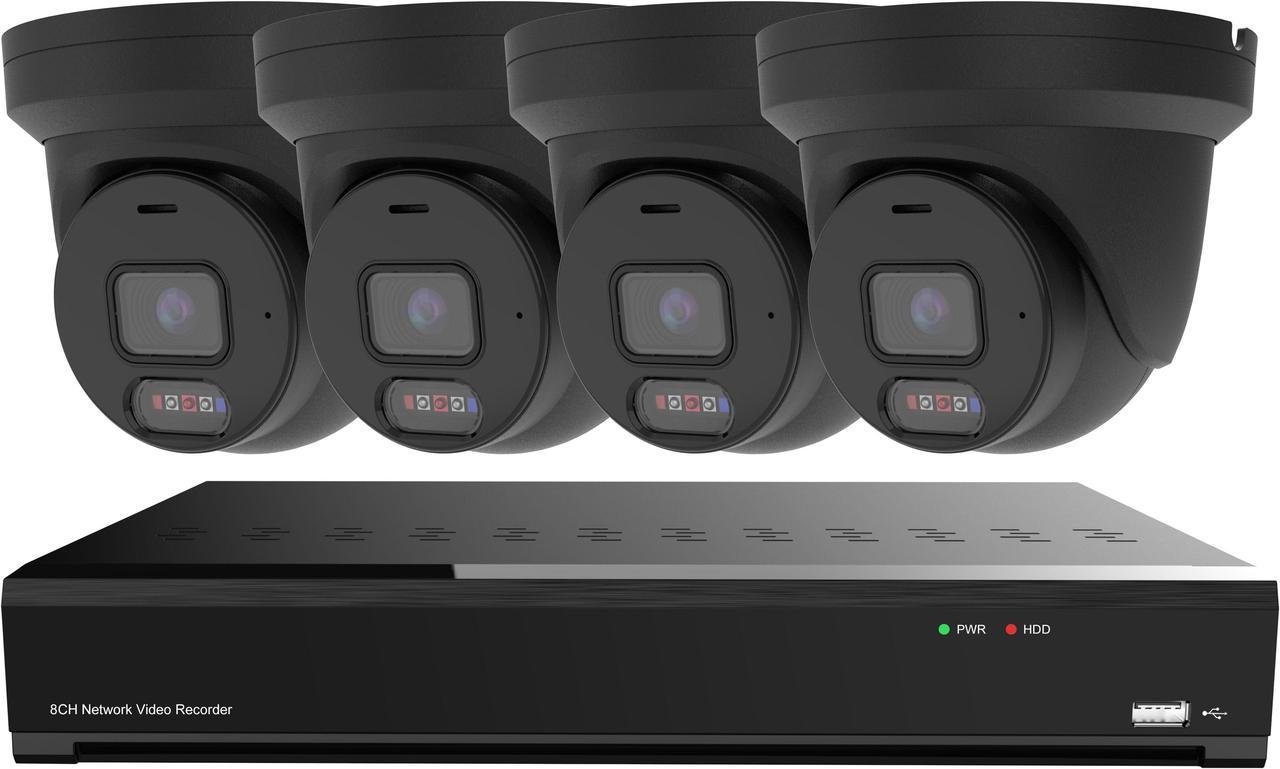 CTVISION 4CH 5MP Security Camera System, 4pcs 5MP Smart AI Person/Vehicle Line Crossing Intrusion Detection Wired Outdoor Two Way Audio Active Deterrence Siren PoE IP Cameras,4CH 1TB HDD 4K 8MP NVR