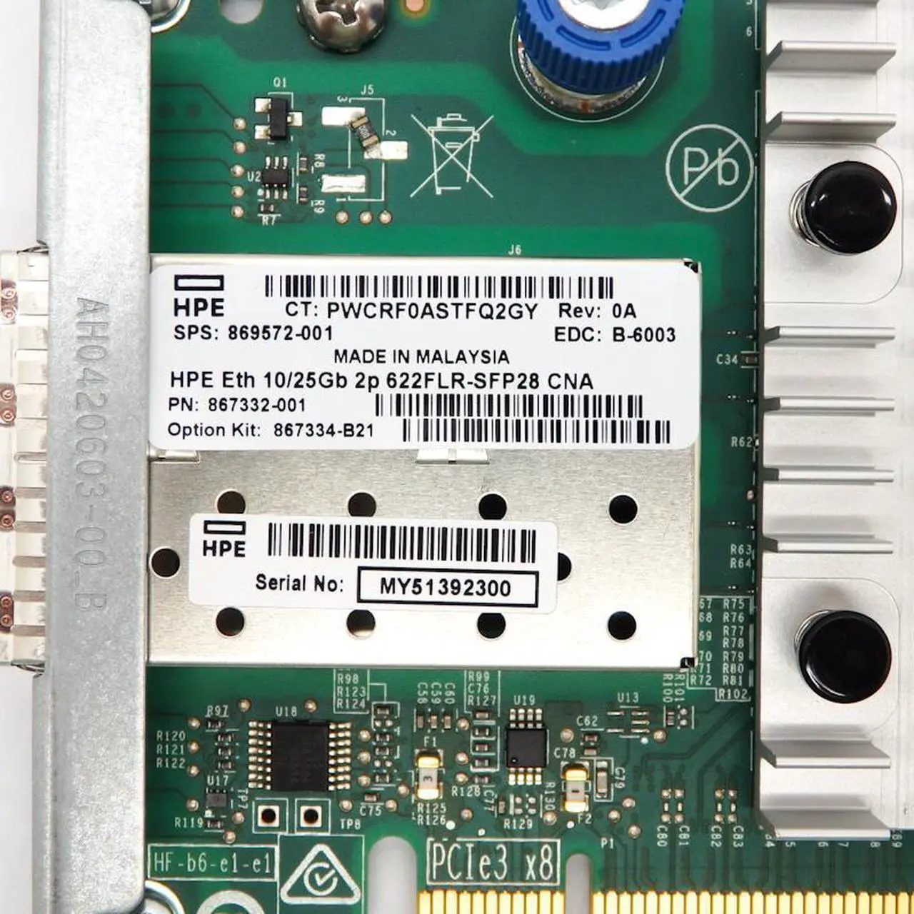 Alt view image 3 of 6 - HPE 867334-B21 Ethernet 10/25GB 2-Port 622FLR-SFP28 Converged Network Adapter