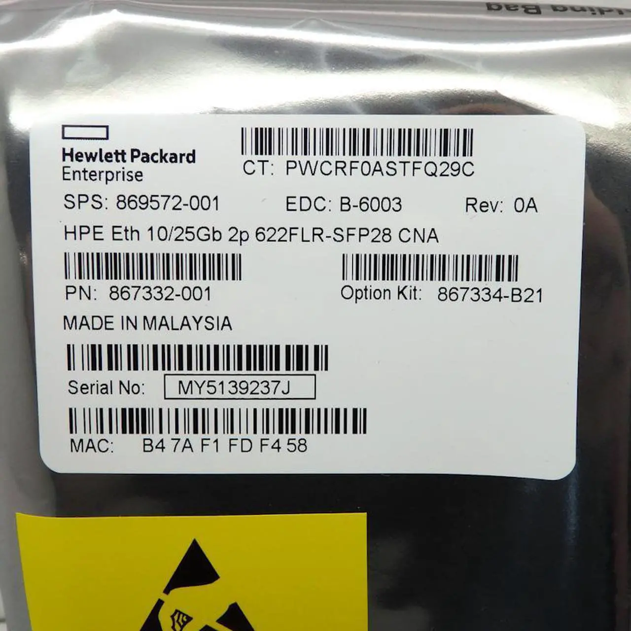 Alt view image 5 of 6 - HPE 867334-B21 Ethernet 10/25GB 2-Port 622FLR-SFP28 Converged Network Adapter