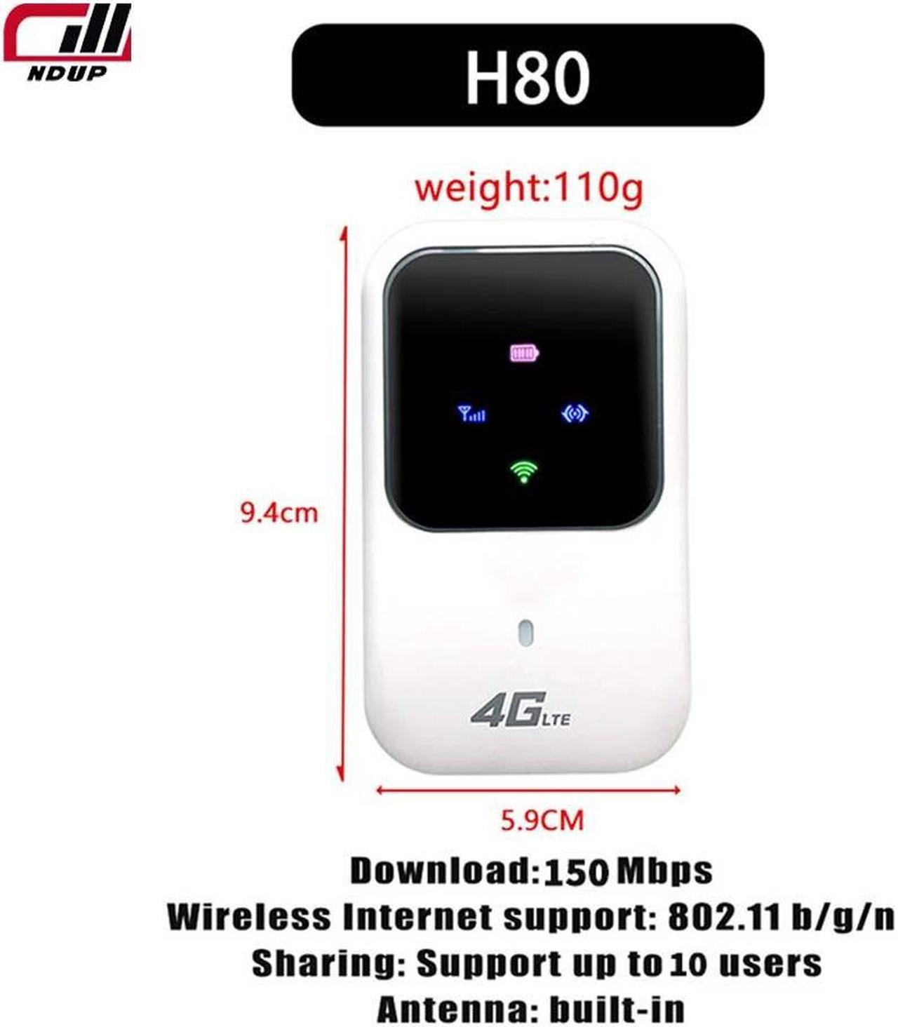 Alt view image 5 of 7 - NDUP H80 Wireless Router - 4G+ Network Support, 100Mbps Peak Download Rate, 2400mAh Battery, Multi-Language LCD Display