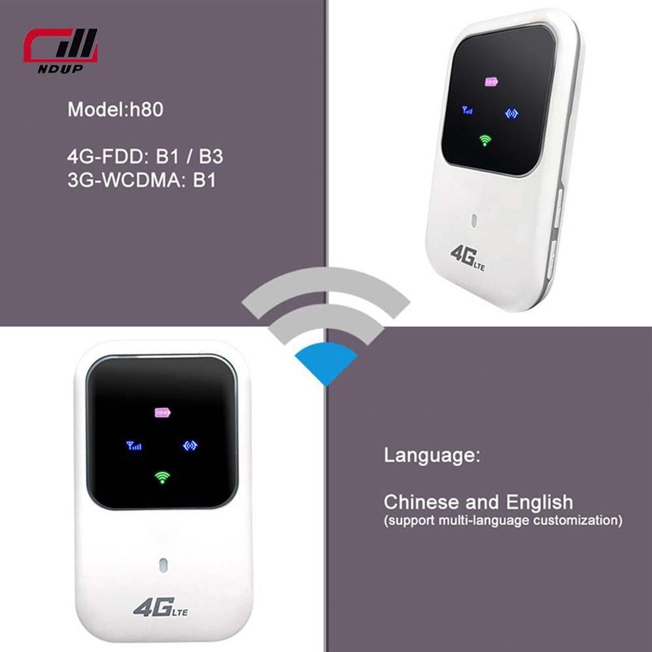 Alt view image 6 of 7 - NDUP H80 Wireless Router - 4G+ Network Support, 100Mbps Peak Download Rate, 2400mAh Battery, Multi-Language LCD Display