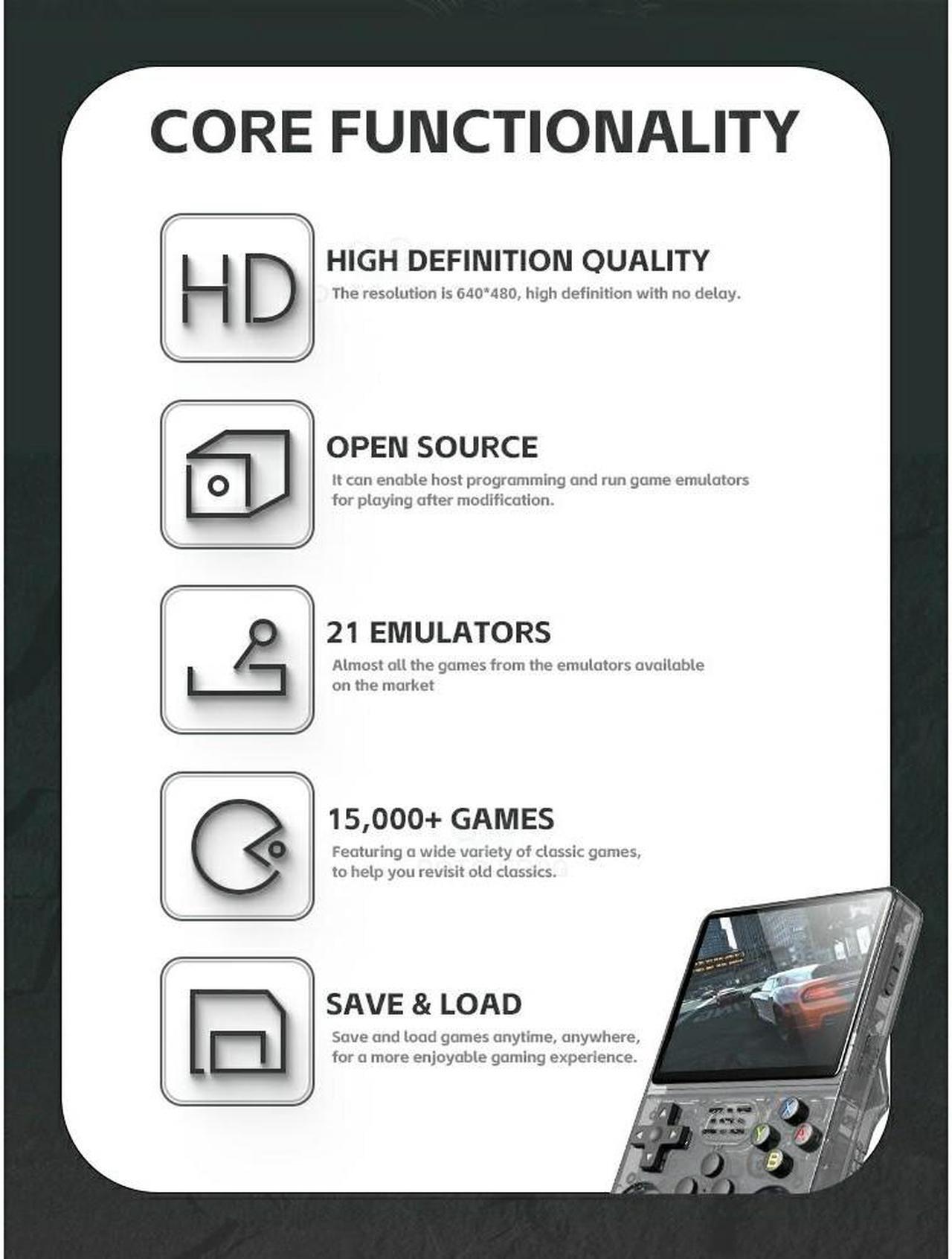 Alt view image 7 of 7 - NDUP R36S Retro Handheld Game Console 128GB Storage 20000 Plus Preloaded Classic Games Open Source Linux 3.5 Inch IPS Screen Portable Gaming Device
