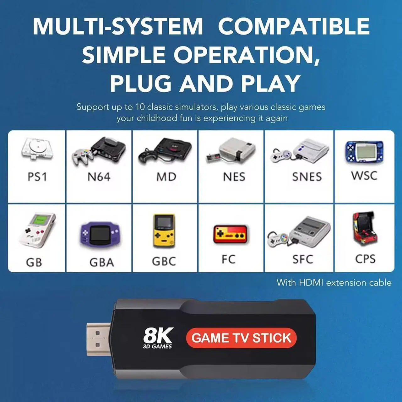 Alt view image 3 of 7 - NDUP Retro Game Console,Retro TV Game Console with 25000+ Games, 64GB TF Card, 4K HDMI Output, 2.4G Wireless Function, Family Entertainment Device