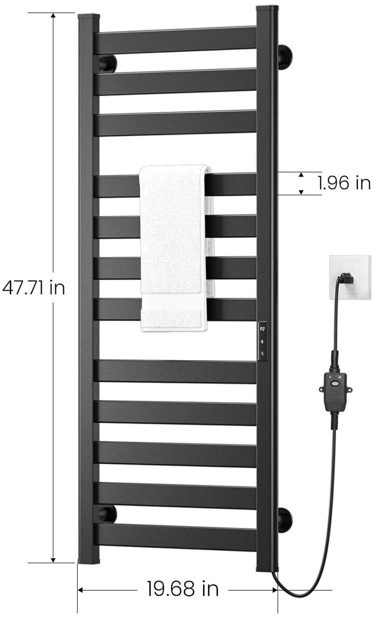 Alt view image 2 of 6 - Wooohoo Wall-Mounted Towel Warmer H120cm - 12 Rails & IPX4 Waterproof Smart Touch Control (110-170°F) + 15-20 Towels Capacity | Ideal for Home/Hotel/Gym/Spa