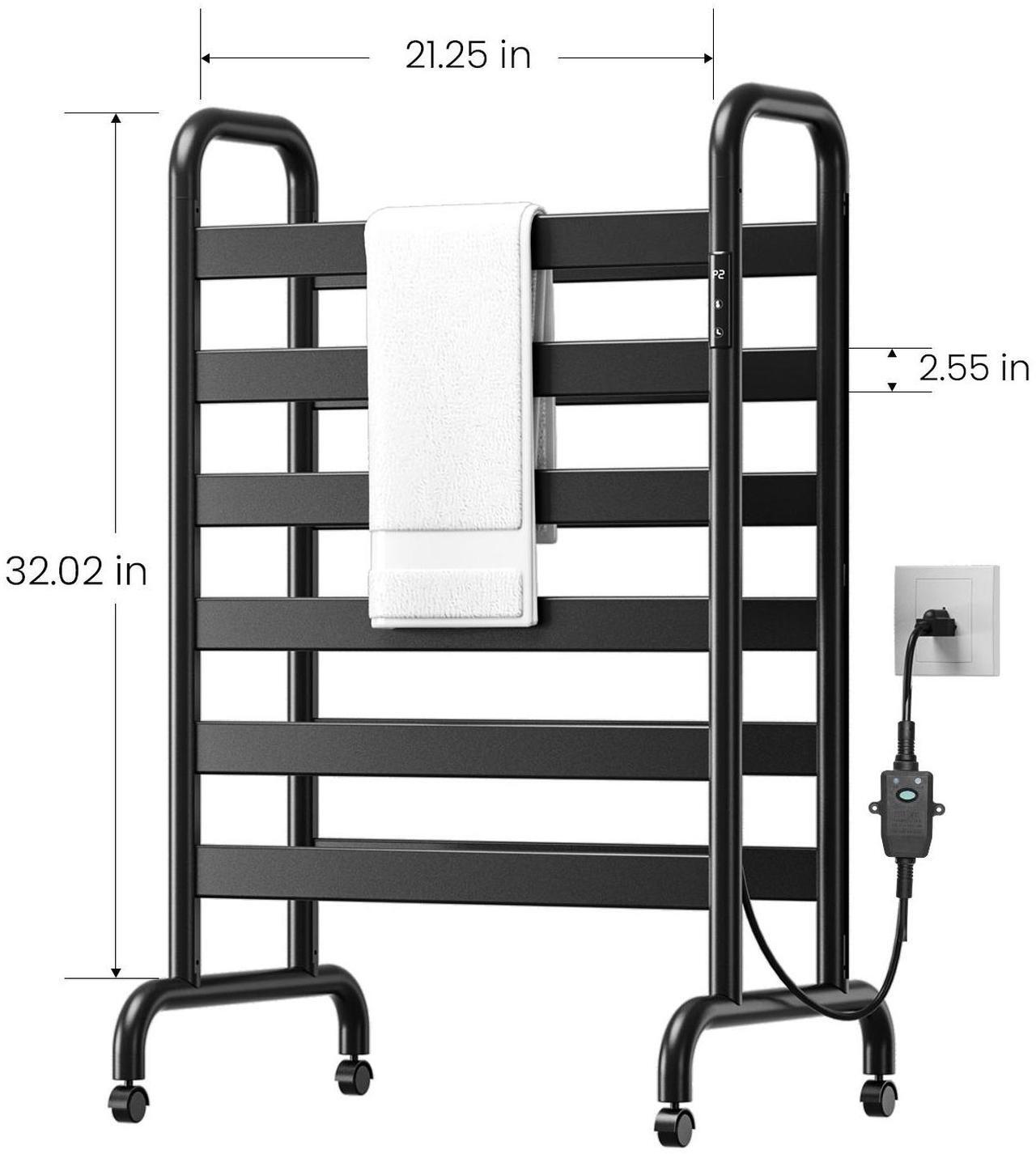 Alt view image 2 of 7 - Wooohoo Freestanding Double-Deck Towel Warmer H95cm  12 Rails & IPX4 Waterproof Smart Touch Control (110-170°F) + 15-Towel Capacity | Perfect for Home/Hotel/Spa