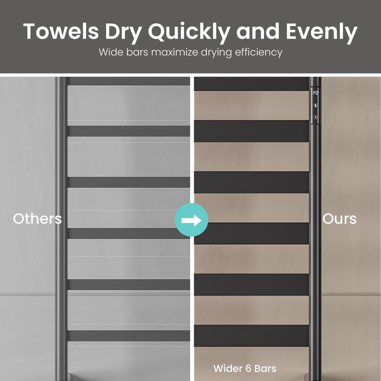 Alt view image 3 of 7 - Wooohoo Freestanding Double-Deck Towel Warmer H95cm  12 Rails & IPX4 Waterproof Smart Touch Control (110-170°F) + 15-Towel Capacity | Perfect for Home/Hotel/Spa