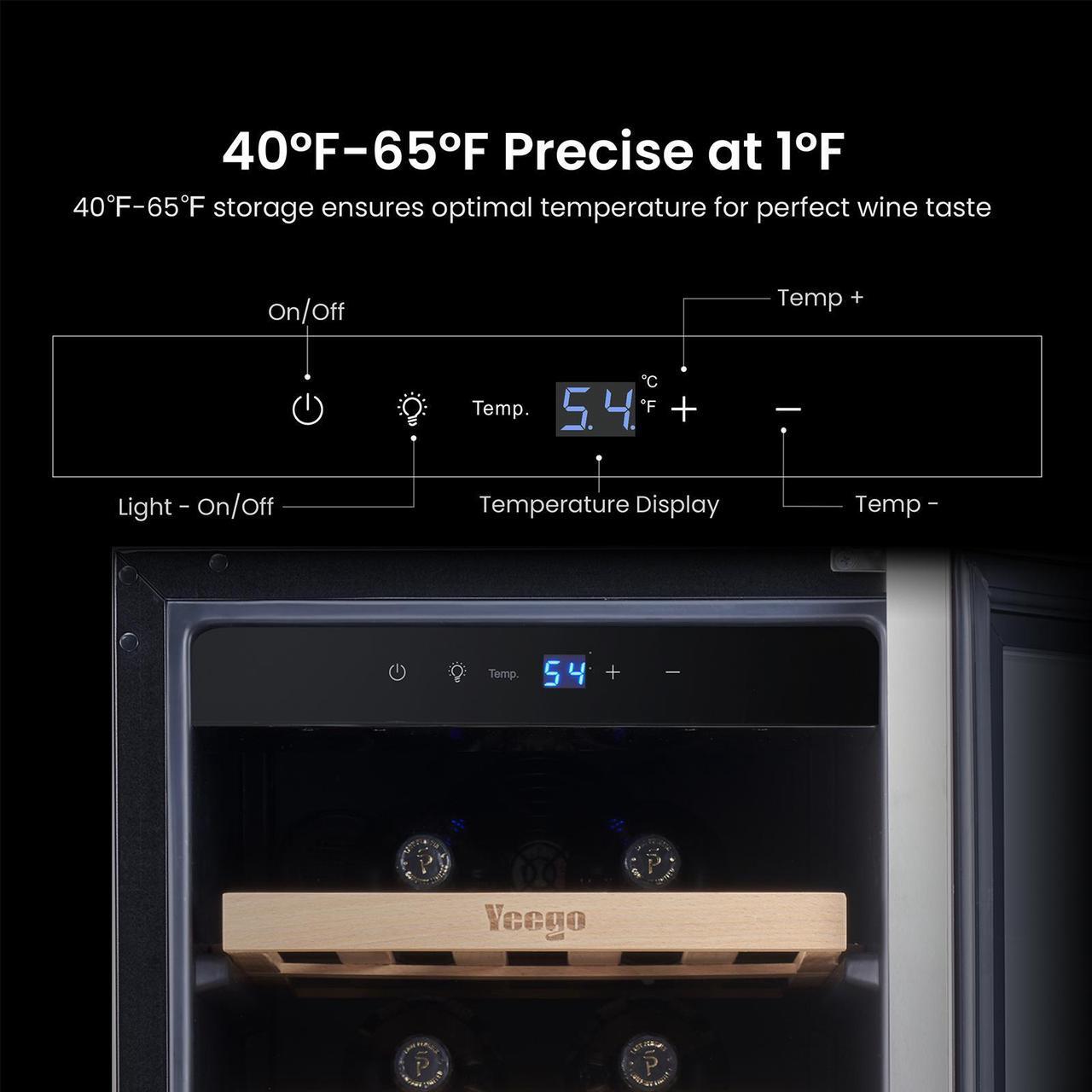 Alt view image 5 of 7 - Yeego 85L Energy-Efficient Wine Refrigerator & Wine Cooler with 33-Bottle Capacity - Compressor Cooling, Adjustable Temperature (40-65°F), Blue LED Lighting - Ideal for Wine Storage in Home, Kitchen