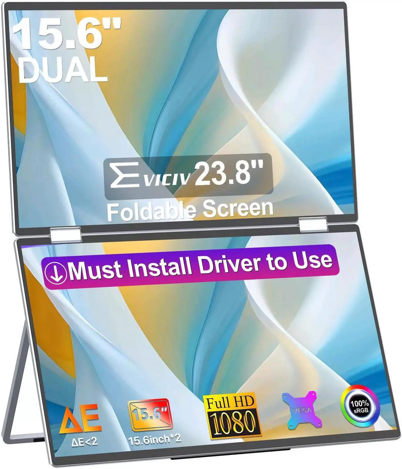 Main image of EVICIV UStation Lite 15.6" Dual Portable Monitor 1080P Folding Travel Monitor w/VESA