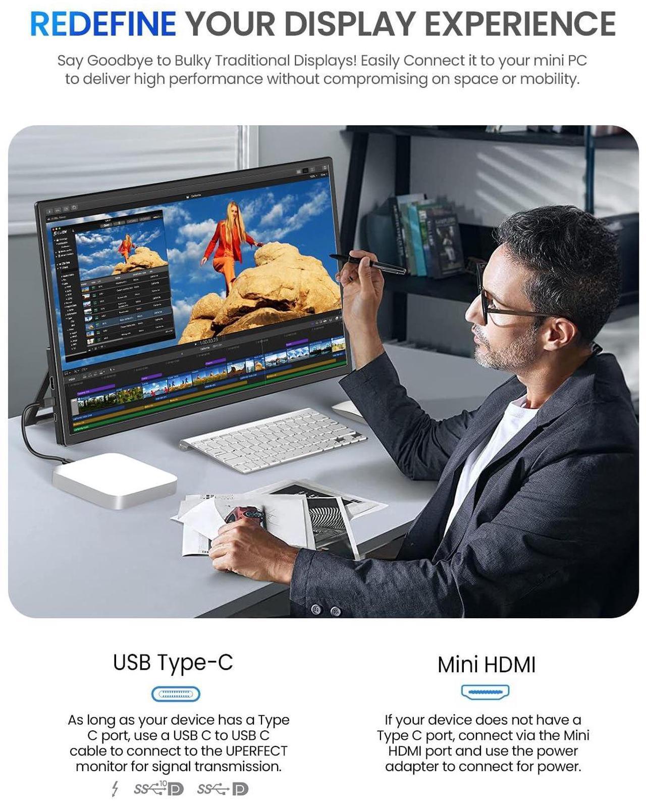 Alt view image 4 of 7 - EVICIV 21.5 120HZ Touchscreen Portable Monitor w/Kickstand & VESA, Large Portable Gaming Monitor with HDMI Type C, External Display for Laptops, Steamdeck, MacBook, Phones, Mini PC