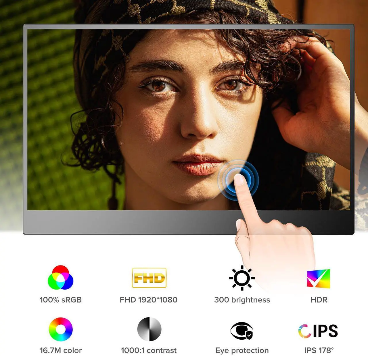 Alt view image 3 of 7 - EVICIV 15.6 FHD 1080P IPS 10-Point Touchscreen Portable Monitor with Stand, Cover, Speakers & Eye-Care Technology - USB-C & HDMI Compatible for Laptop, PC, Phone & Switch
