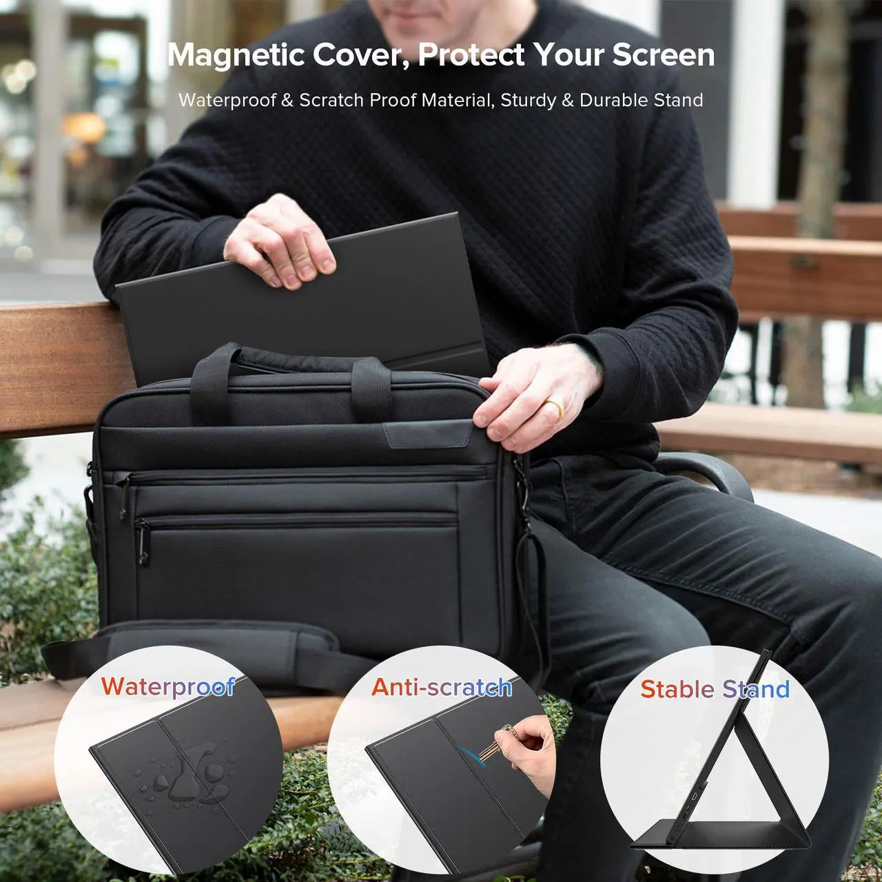Alt view image 6 of 7 - EVICIV 15.6 FHD 1080P IPS 10-Point Touchscreen Portable Monitor with Stand, Cover, Speakers & Eye-Care Technology - USB-C & HDMI Compatible for Laptop, PC, Phone & Switch