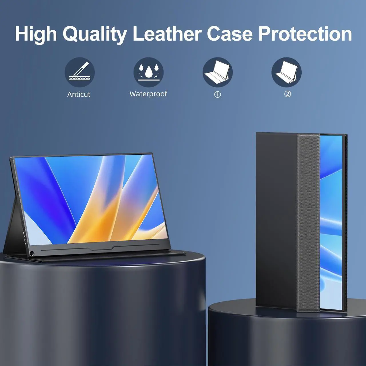 Alt view image 4 of 7 - EVICIV Portable Monitor 15.6" IPS HDR 1920X1080 FHD Eye Care Travel Screen USB C Gaming Monitor Dual Speaker External Monitor HDMI Type-C VESA for Laptop PC Phone w/Case