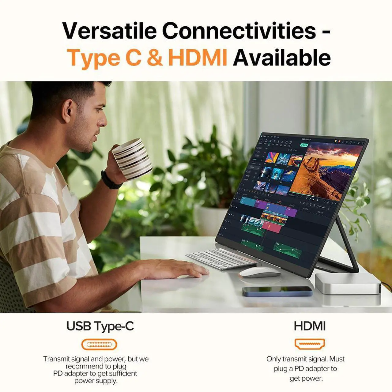 Alt view image 6 of 7 - EVICIV 23.8" 100Hz FreeSync IPS HDR Gaming Portable Monitor with USB-C, HDMI, VESA Mount & 180° Adjustable Stand Perfect for Laptops, Switch, Phones