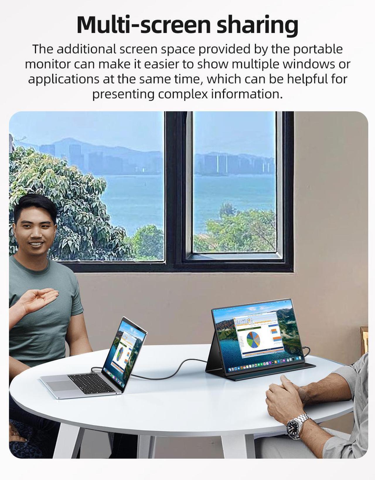 Alt view image 5 of 7 - EVICIV 500 Nits 16" 2.5K Portable Gaming Monitor 2K 2560*1600P Portable Monitor QHD For Xbox PS 5 6 Switch Display HDMI USB C Second Display