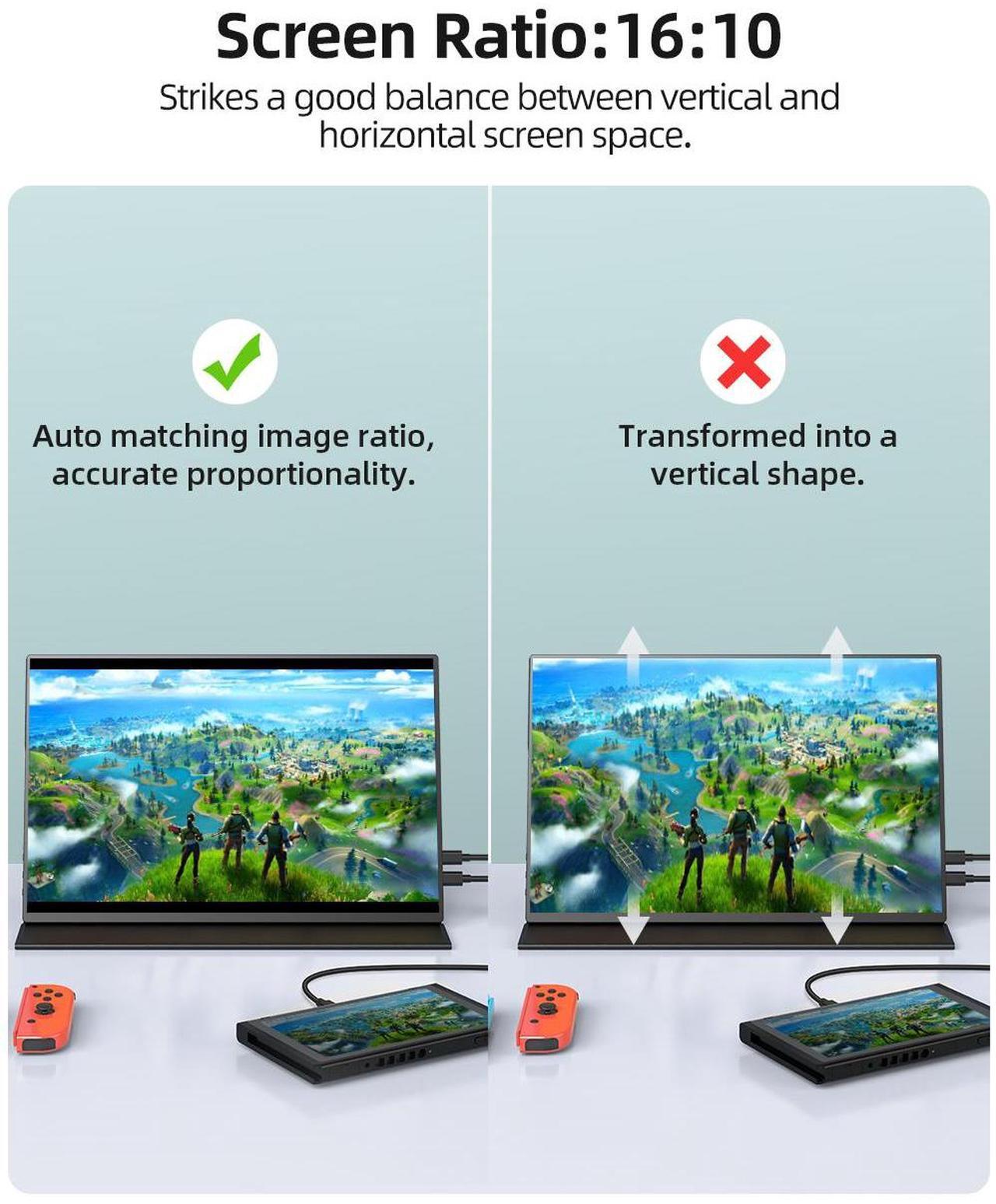 Alt view image 3 of 7 - EVICIV 500 Nits 16" 2.5K Portable Gaming Monitor 2K 2560*1600P Portable Monitor QHD For Xbox PS 5 6 Switch Display HDMI USB C Second Display