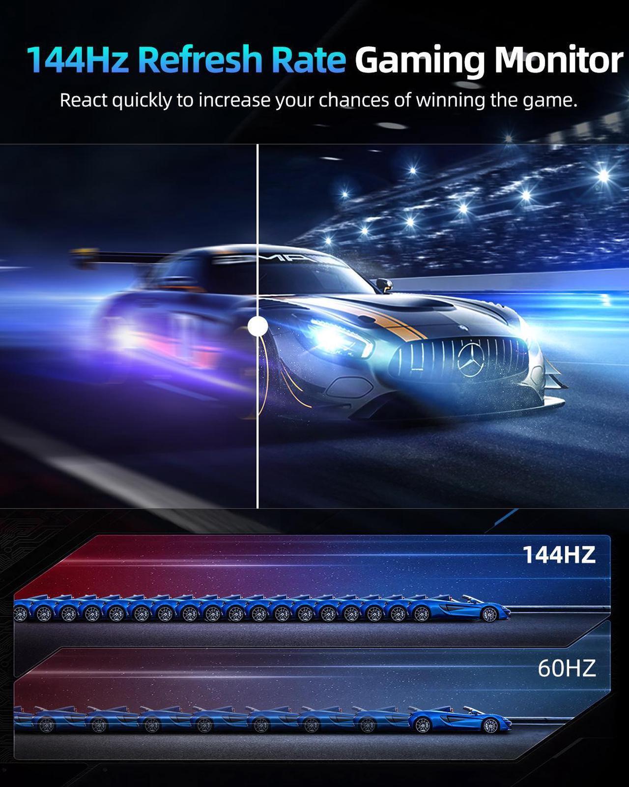 Alt view image 2 of 7 - EVICIV 18" Portable Gaming Monitor 144Hz 2560*1600 2K Freesync Screen Switch Display