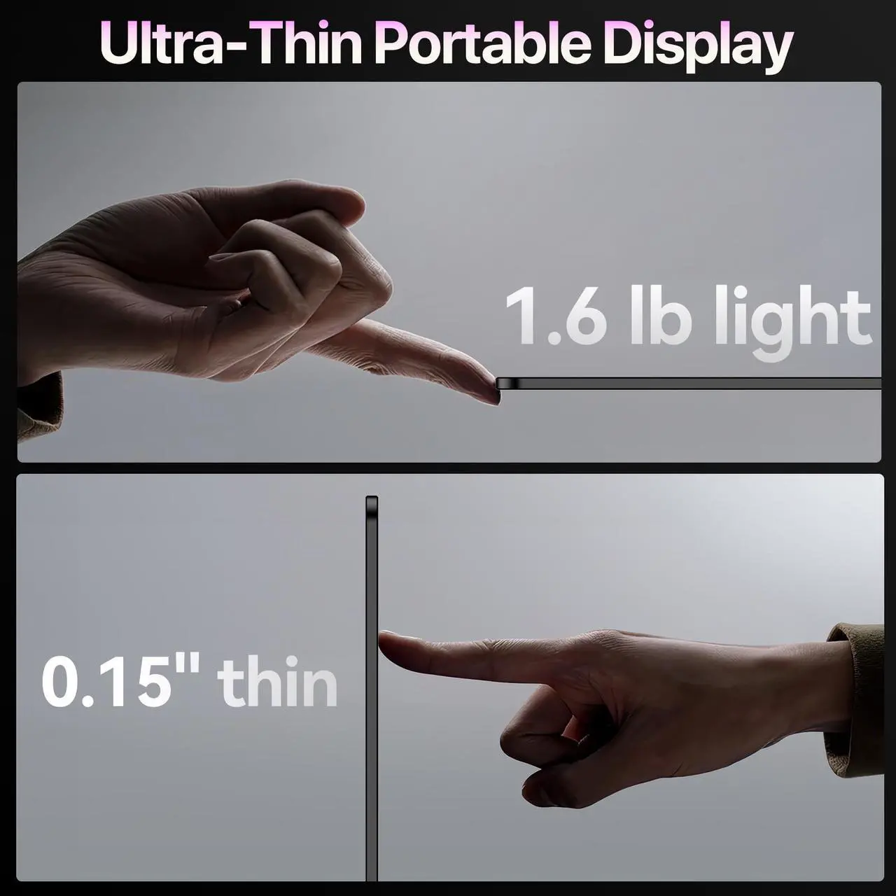 Alt view image 7 of 7 - EVICIV 16" OLED Portable Monitor, 3K 2880x1800, 120Hz, 0.1ms, 500 Nits, 100% DCI-P3, 100000:1 Contrast, Ultra-Slim for Gaming, Work, and Travel