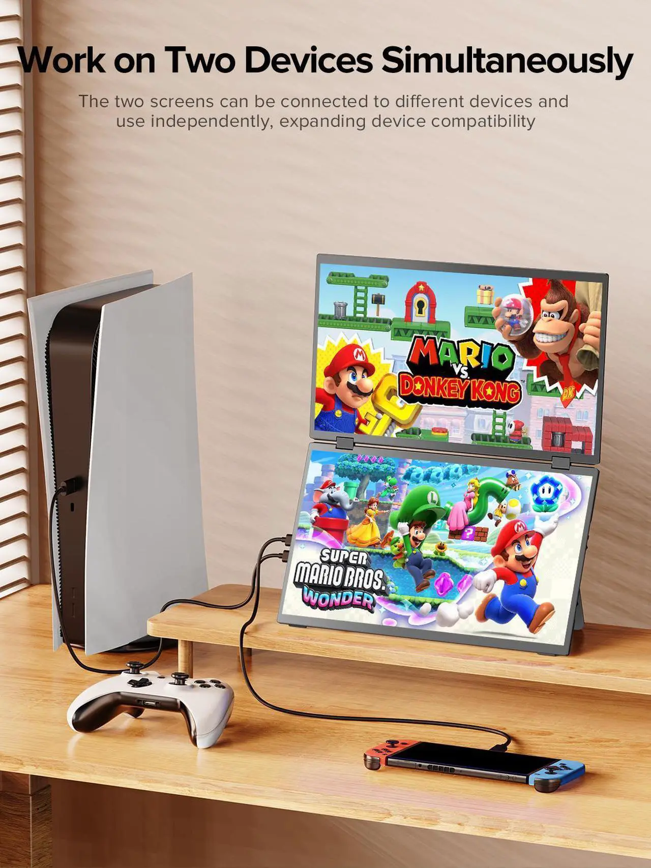 Alt view image 4 of 7 - EVICIV Delta 15.6" Dual Monitor Portable Screen Extender for Laptop, 1080P HDR, 360° Folding, Triple Monitor with Stand - No Driver Needed