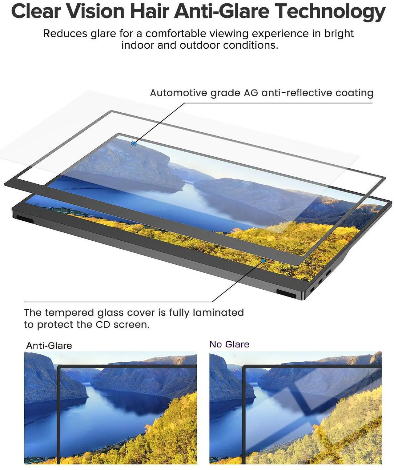 Alt view image 7 of 7 - EVICIV Portable Monitor 60Hz Touchscreen, Upgraded 15.6 Inch IPS HDR 1920X1080 FHD USB C Monitor Eye Care with HDMI USB Type-C