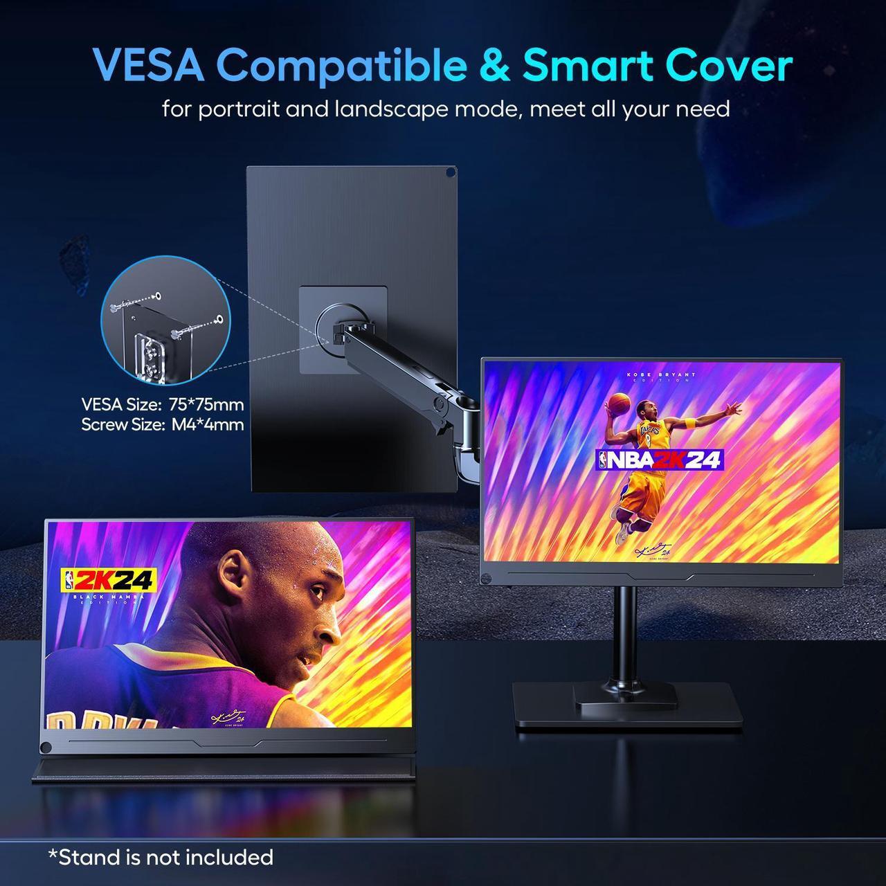 Alt view image 7 of 7 - EVICIV 2K 144Hz Portable Gaming Monitor 18" 100% DCI-P3, FreeSync, HDR, VESA Mount, Eye-Care