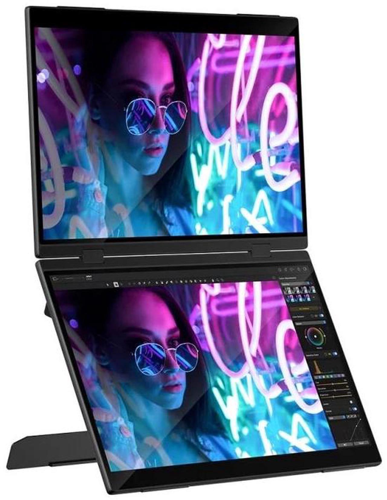 Alt view image 3 of 7 - EVICIV 16" 2.5K Delta Pro Touch Dual Monitor with Touch Pen: One-Line Setup, Capacitive Pen Support & Ergonomic Stacking Stand