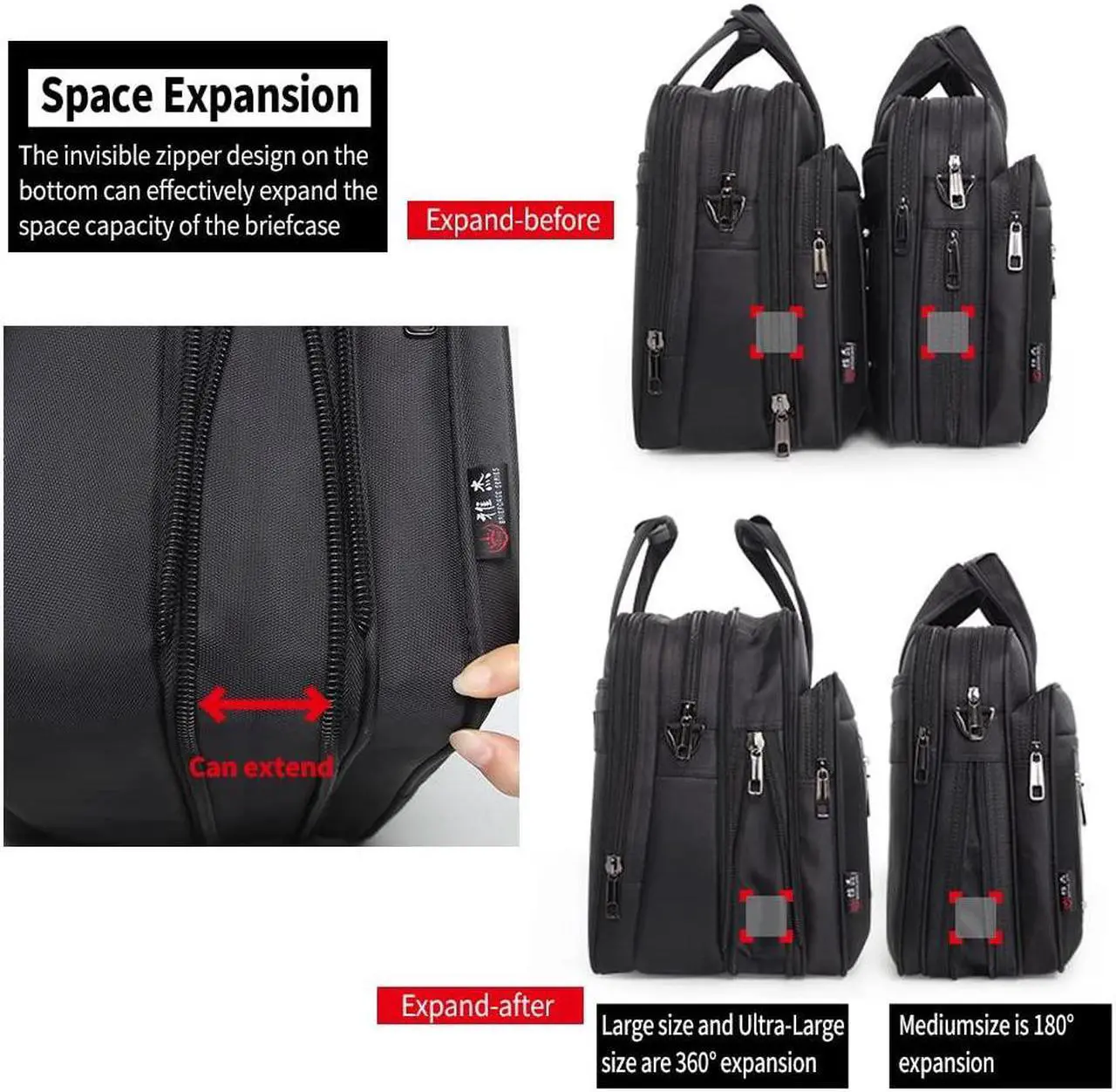 Alt view image 5 of 5 - Large Briefcases For Men Canvas Tote Bag Laptop Case 19 Inch Computer Bag Work Bags Business Mens Bag Office Carrying Cases Messenger Bag Book Bag Black (X-Large Size