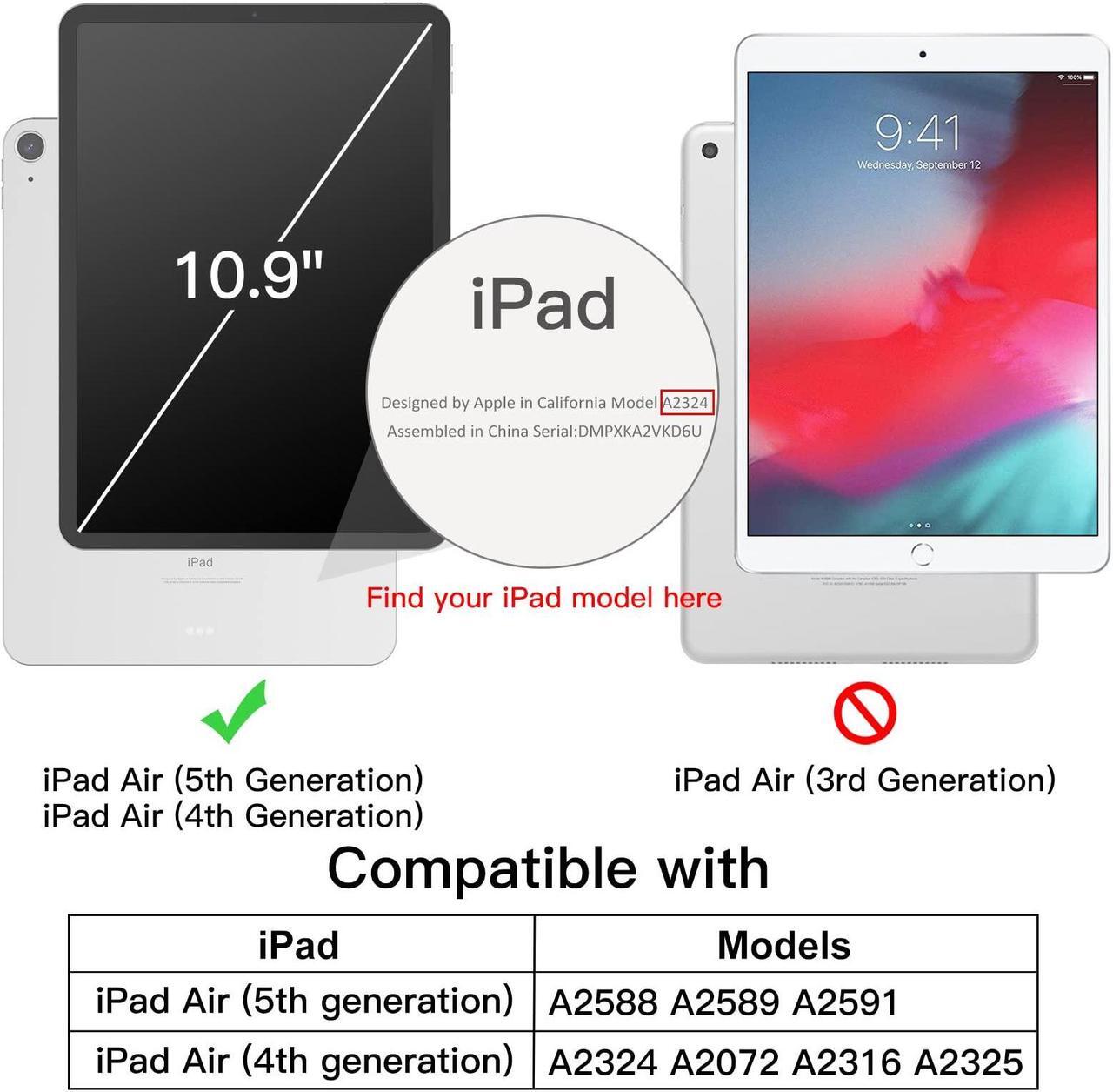 Alt view image 2 of 5 - JETech iPad Air 5/4(2022/2020 5th/4th Generation) Rotating Case with Pencil Holder and Privacy Screen Protector Bundle
