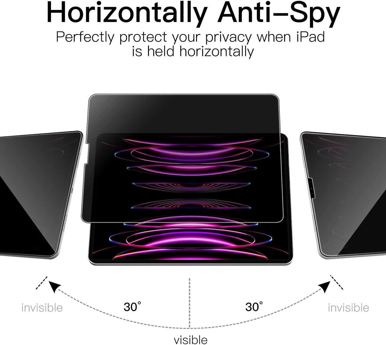 Alt view image 5 of 5 - JETech iPad Air 5/4(2022/2020 5th/4th Generation) Rotating Case with Pencil Holder and Privacy Screen Protector Bundle