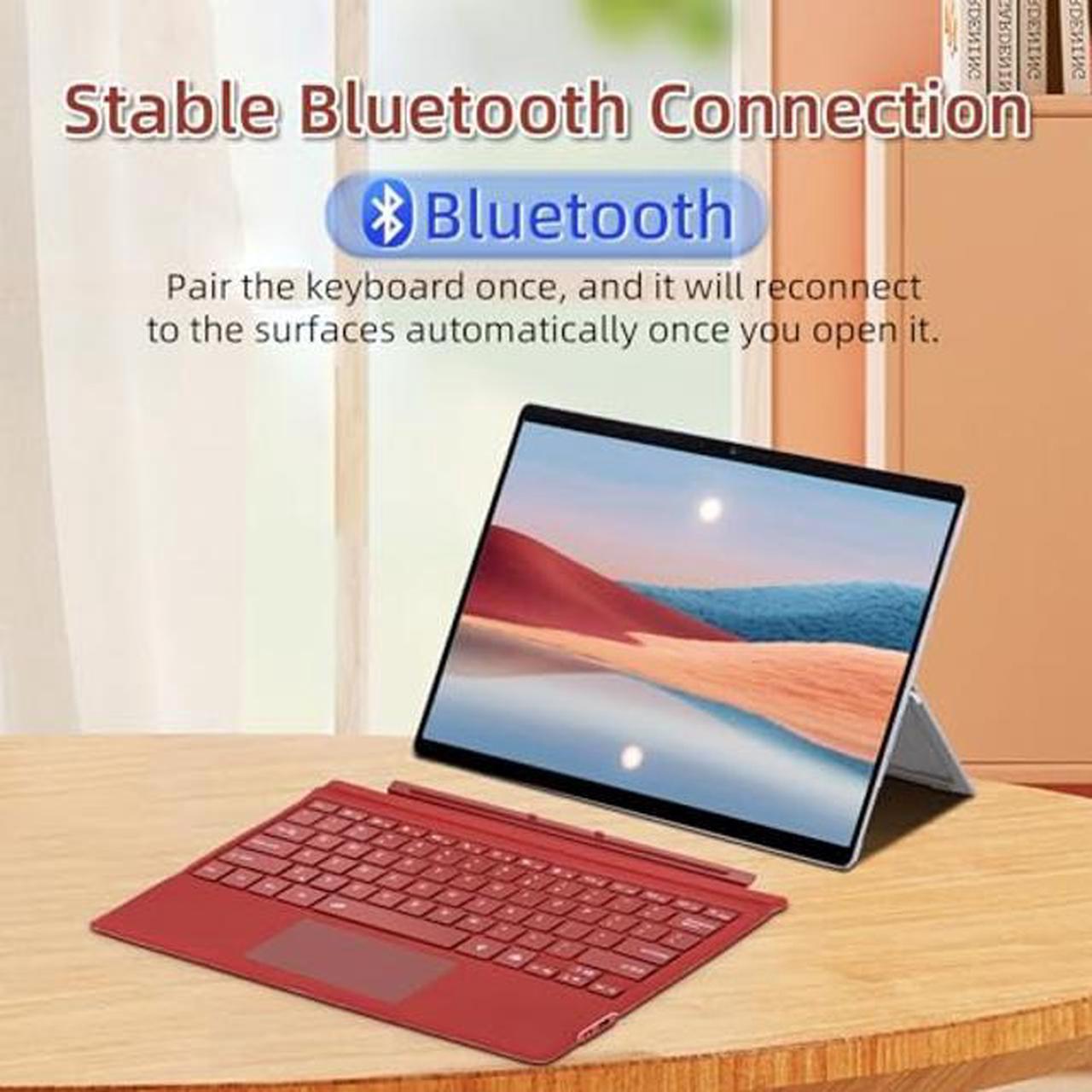 Alt view image 4 of 5 - mobee Type Cover for Microsoft Surface Pro 7+/ Pro 7 / Pro 6 / Pro 5 / Pro 4 / Pro 3,Slim Bluetooch Type Keyboard with Multi-Touch Trackpad Tablet Keyboard (Red with Backlit)