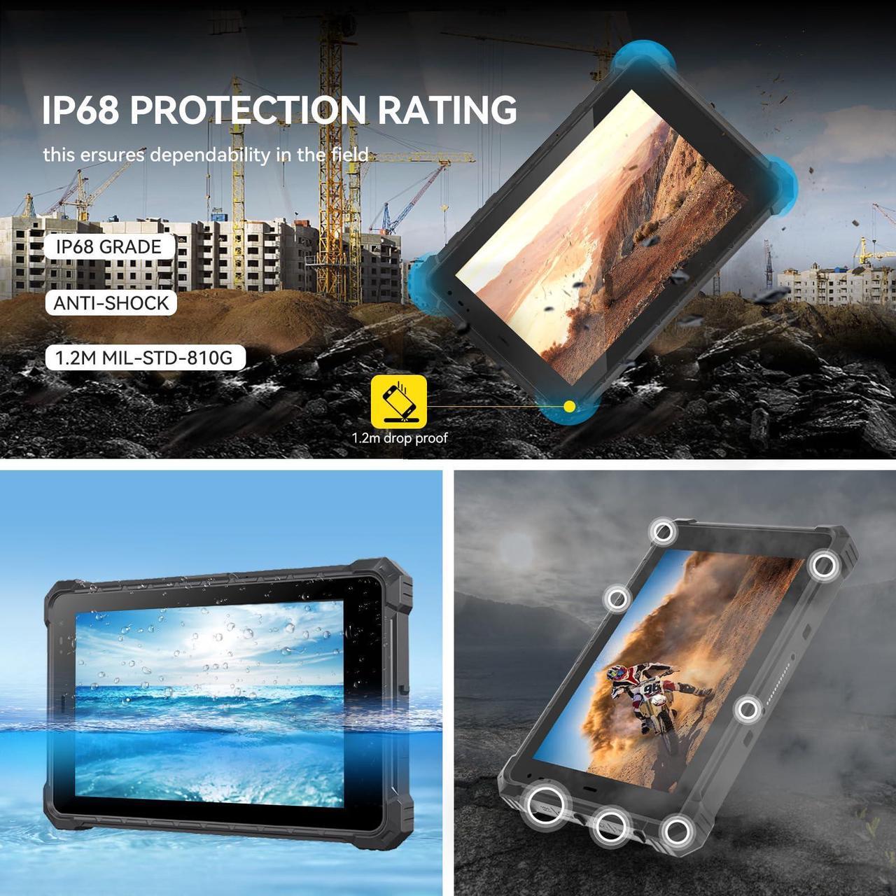 Alt view image 3 of 5 - CENAVA Rugged Tablet A10ST-S, 10.1 Inch Android 10 Industrial Three-proof Tablet, 4G LTE Tablet for Work, 5MP 13MP, 4GB+64GB,10000mAh Battery,WiFi,GPS,NFC,700nit,1280x800IPS, IP68 Waterproof Tablet