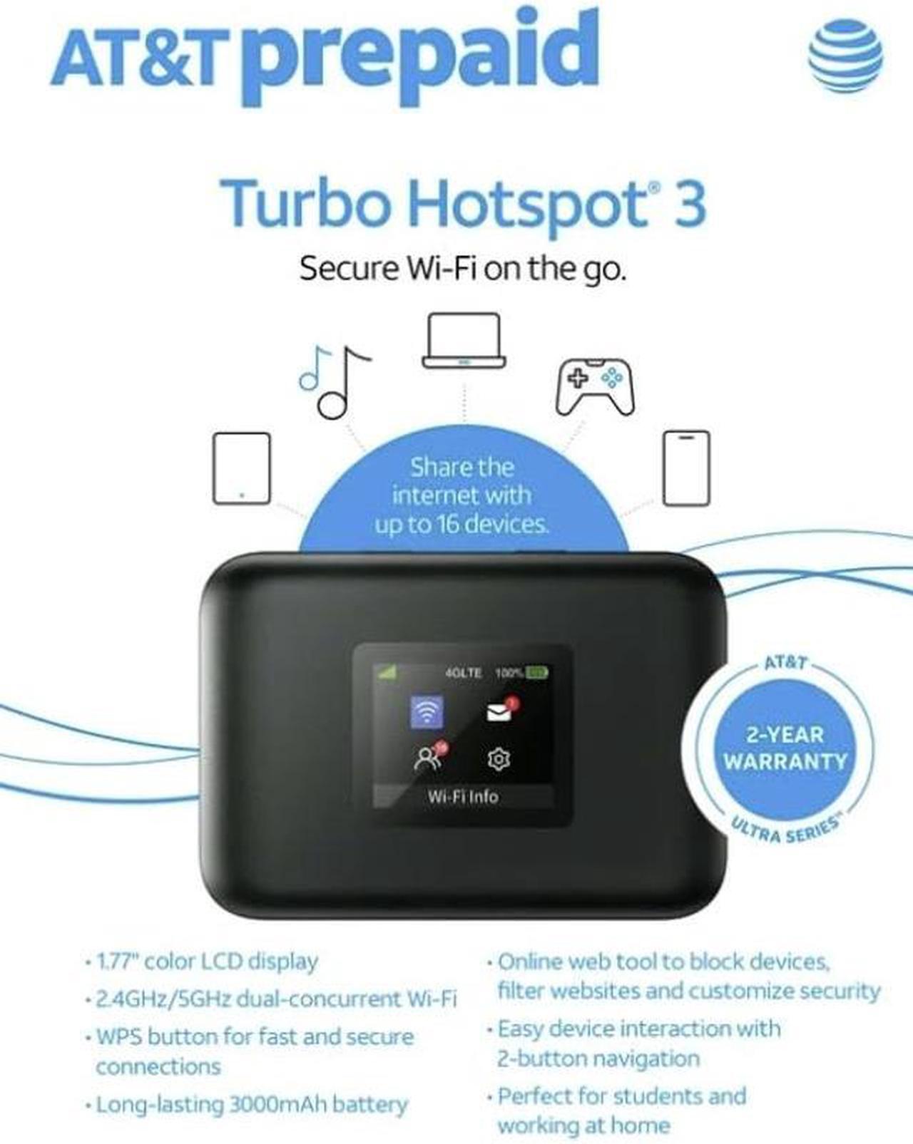 Alt view image 3 of 4 - AT&T Turbo Hotspot 3 256 MB, Black - Prepaid Hotspot