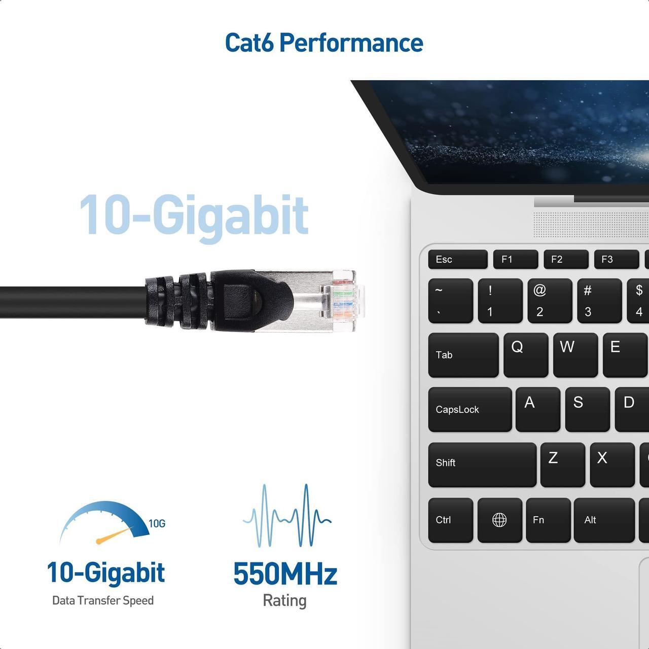 Alt view image 2 of 5 - Cable Matters 10Gbps Snagless Long Shielded Cat6A Ethernet Cable 150 ft (SSTP, SFTP Shielded Ethernet Cable, Shielded Cat6 Cable, Cat 6 Shielded Network Cable) in Black