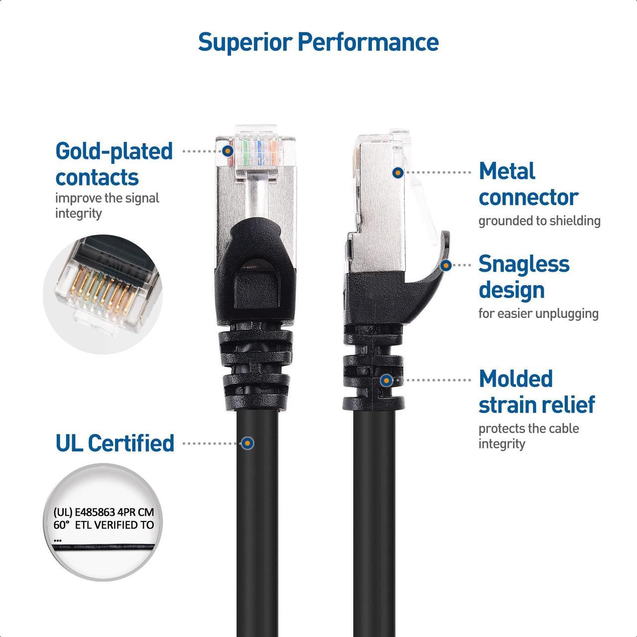 Alt view image 4 of 5 - Cable Matters 10Gbps Snagless Long Shielded Cat6A Ethernet Cable 150 ft (SSTP, SFTP Shielded Ethernet Cable, Shielded Cat6 Cable, Cat 6 Shielded Network Cable) in Black