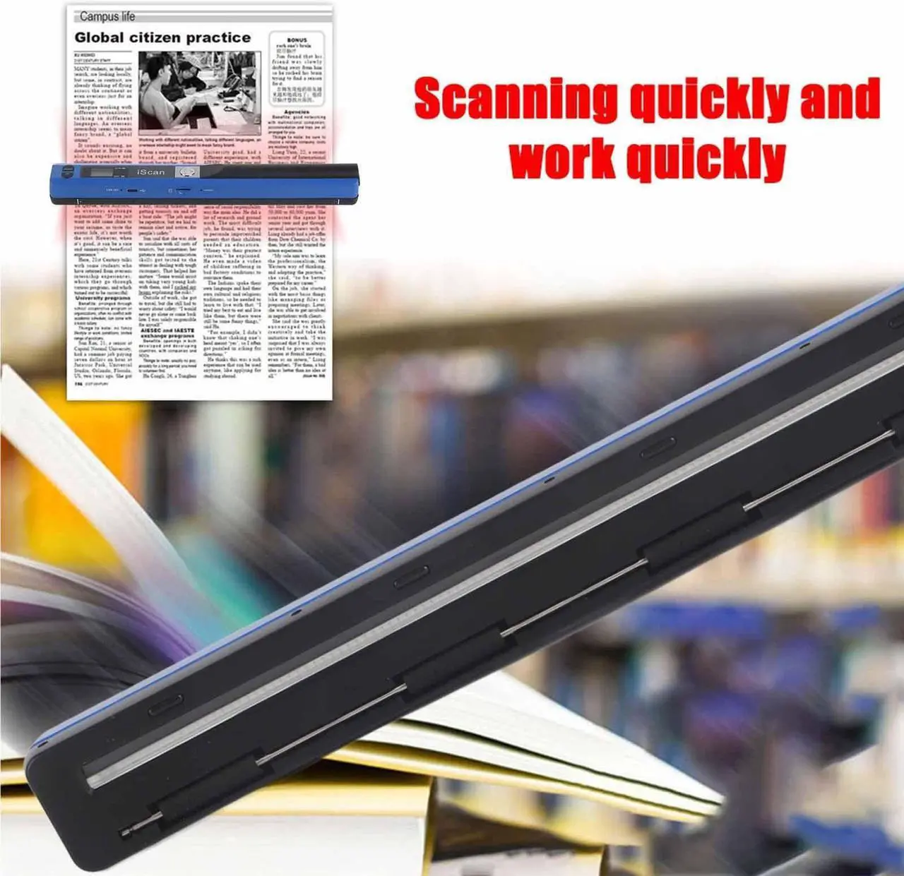 Alt view image 4 of 5 - Portable Scanner, USB 2.0 Photo Scanner for Documents Pictures Pages Texts, Portable Handheld Scanner for Documents Photo Receipt, JPG/PDF Format Selection, UP to 900 DPI(Blue)