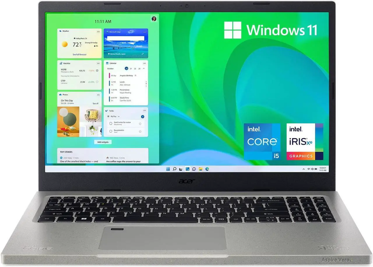 Main image of Acer Aspire Vero AV15-51-5155 Green PC | 15.6" FHD IPS 100% sRGB Display | 11th Gen Intel Core i5-1155G7 | Intel Iris Xe Graphics | 8GB DDR4 | 256GB SSD | Wi-Fi 6 | PCR Materials | Windows 11 Home