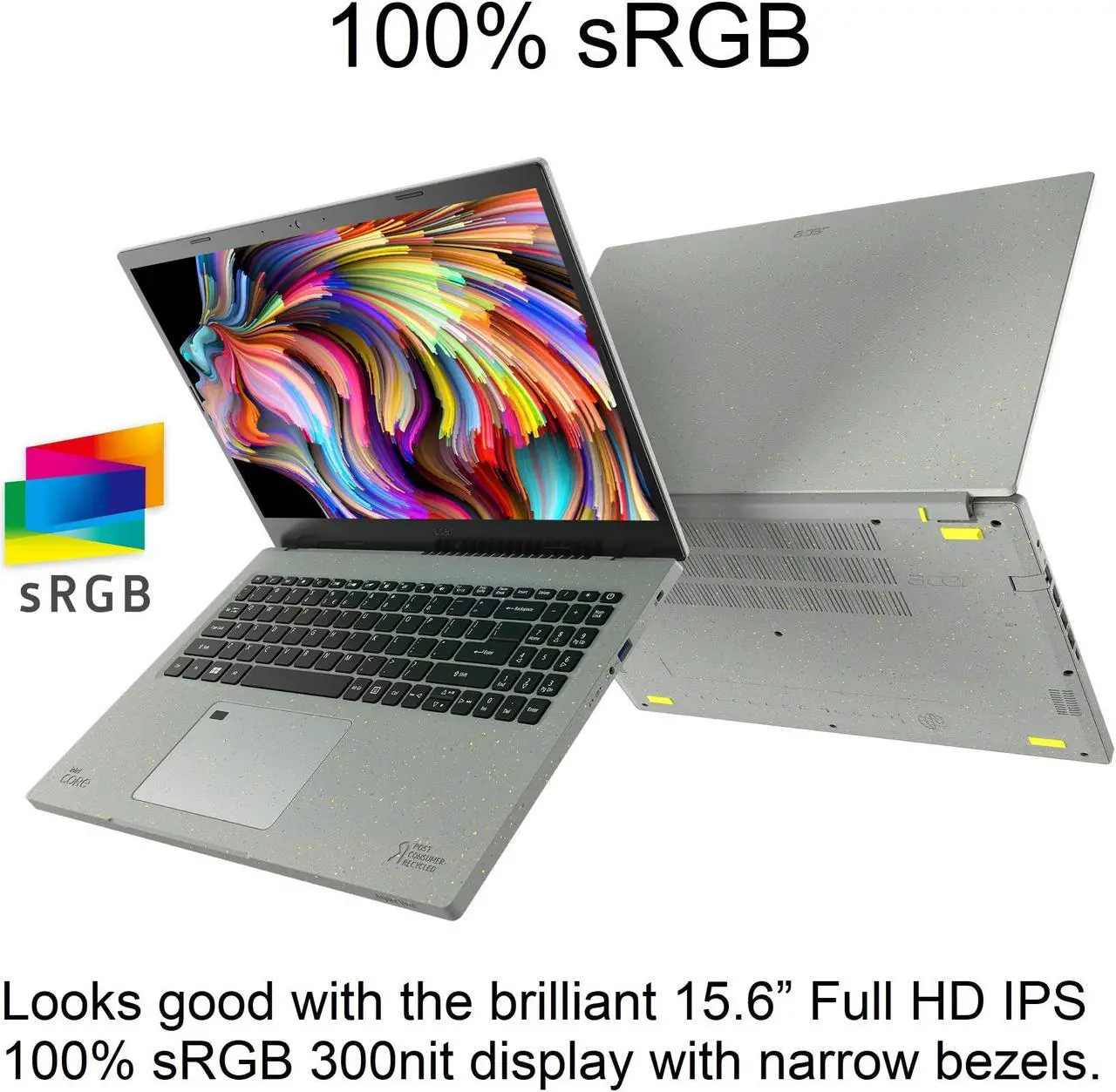 Alt view image 5 of 5 - Acer Aspire Vero AV15-51-5155 Green PC | 15.6" FHD IPS 100% sRGB Display | 11th Gen Intel Core i5-1155G7 | Intel Iris Xe Graphics | 8GB DDR4 | 256GB SSD | Wi-Fi 6 | PCR Materials | Windows 11 Home