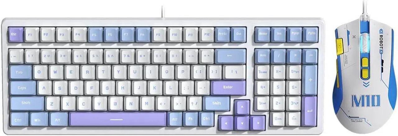 Main image of Qisan Mechanical Gaming Keyboard Mouse Combo Set Wired Keyboard Brown Switch 100 Keys Blue Backlit US Layout 8 Button Programmable 6 Level DPI Adjustable Gaming Mouse | Computer Keyboards