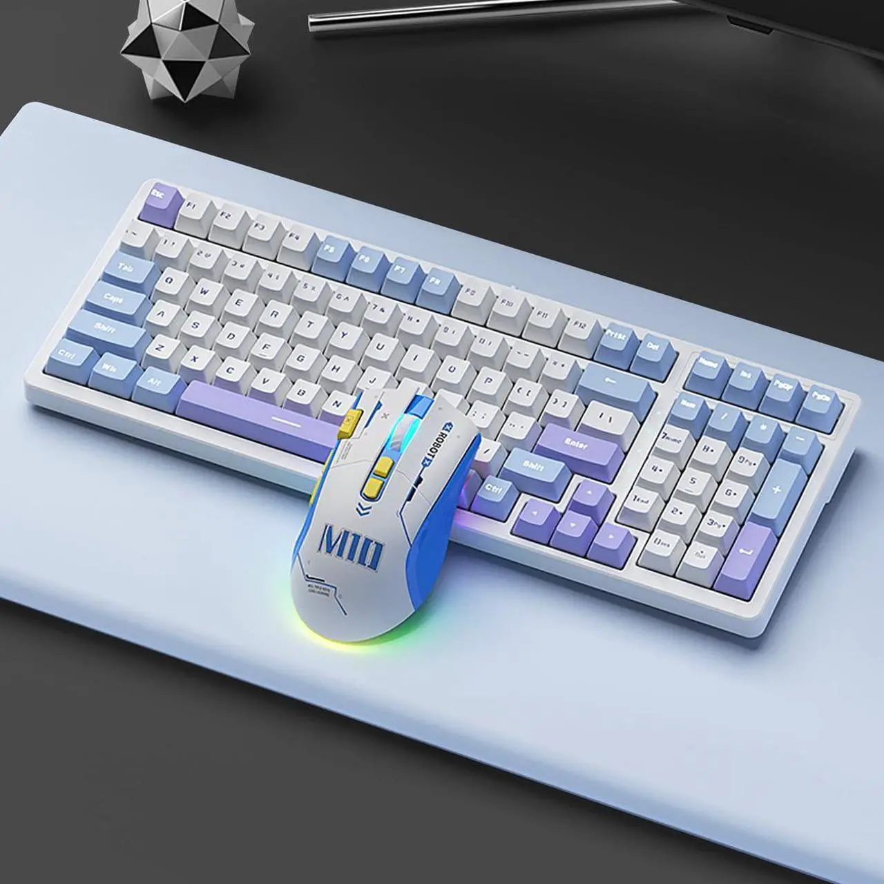 Alt view image 2 of 5 - Qisan Mechanical Gaming Keyboard Mouse Combo Set Wired Keyboard Brown Switch 100 Keys Blue Backlit US Layout 8 Button Programmable 6 Level DPI Adjustable Gaming Mouse | Computer Keyboards