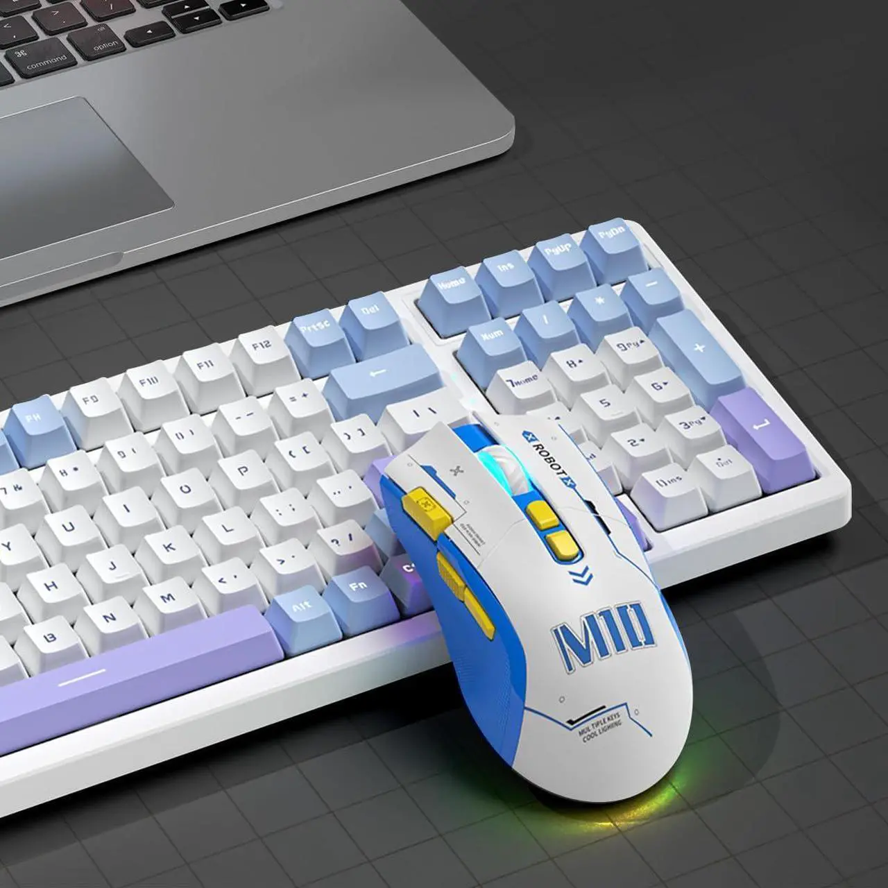 Alt view image 5 of 5 - Qisan Mechanical Gaming Keyboard Mouse Combo Set Wired Keyboard Brown Switch 100 Keys Blue Backlit US Layout 8 Button Programmable 6 Level DPI Adjustable Gaming Mouse | Computer Keyboards