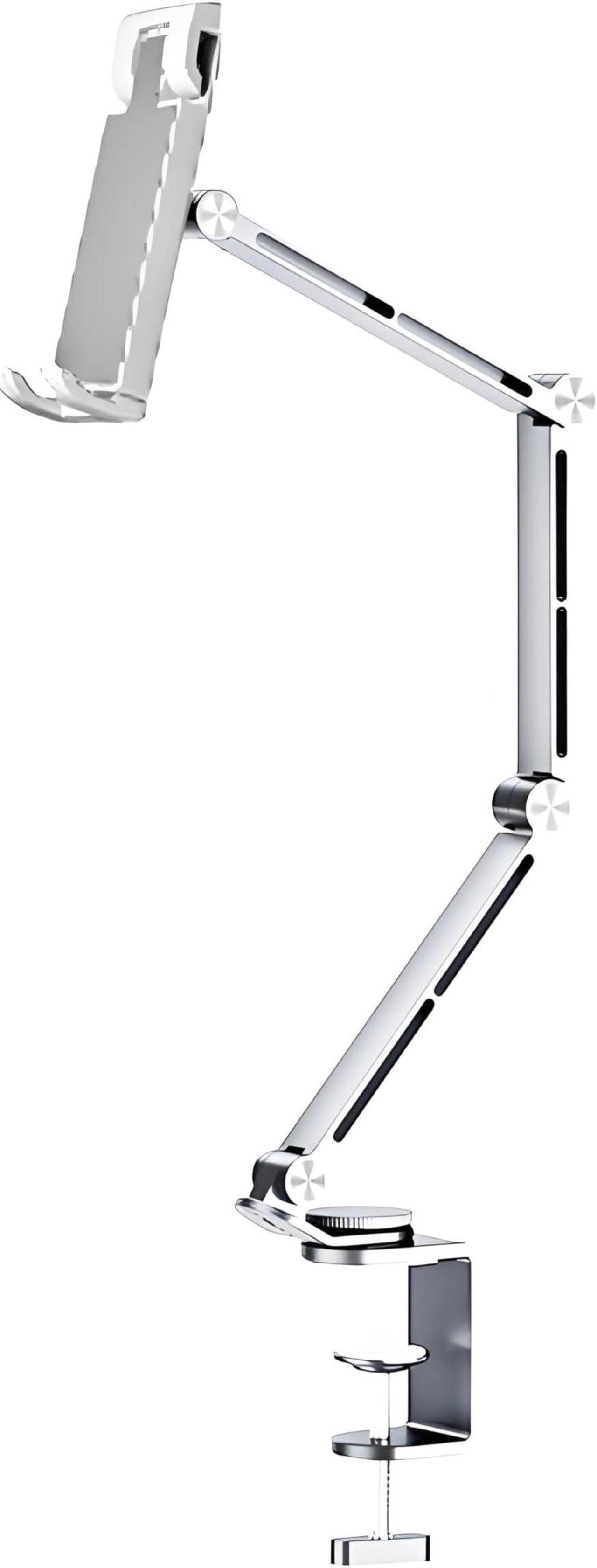 Main image of Rotatable Holder Stand Tablet Holder Multi-Angle Design Phone Clip Swivel Mount Desktop Aluminum Alloy Cantilever Bed Desk Home Live Folding Bracket Compatible with 4"-13" Phone Tablet (Silver)