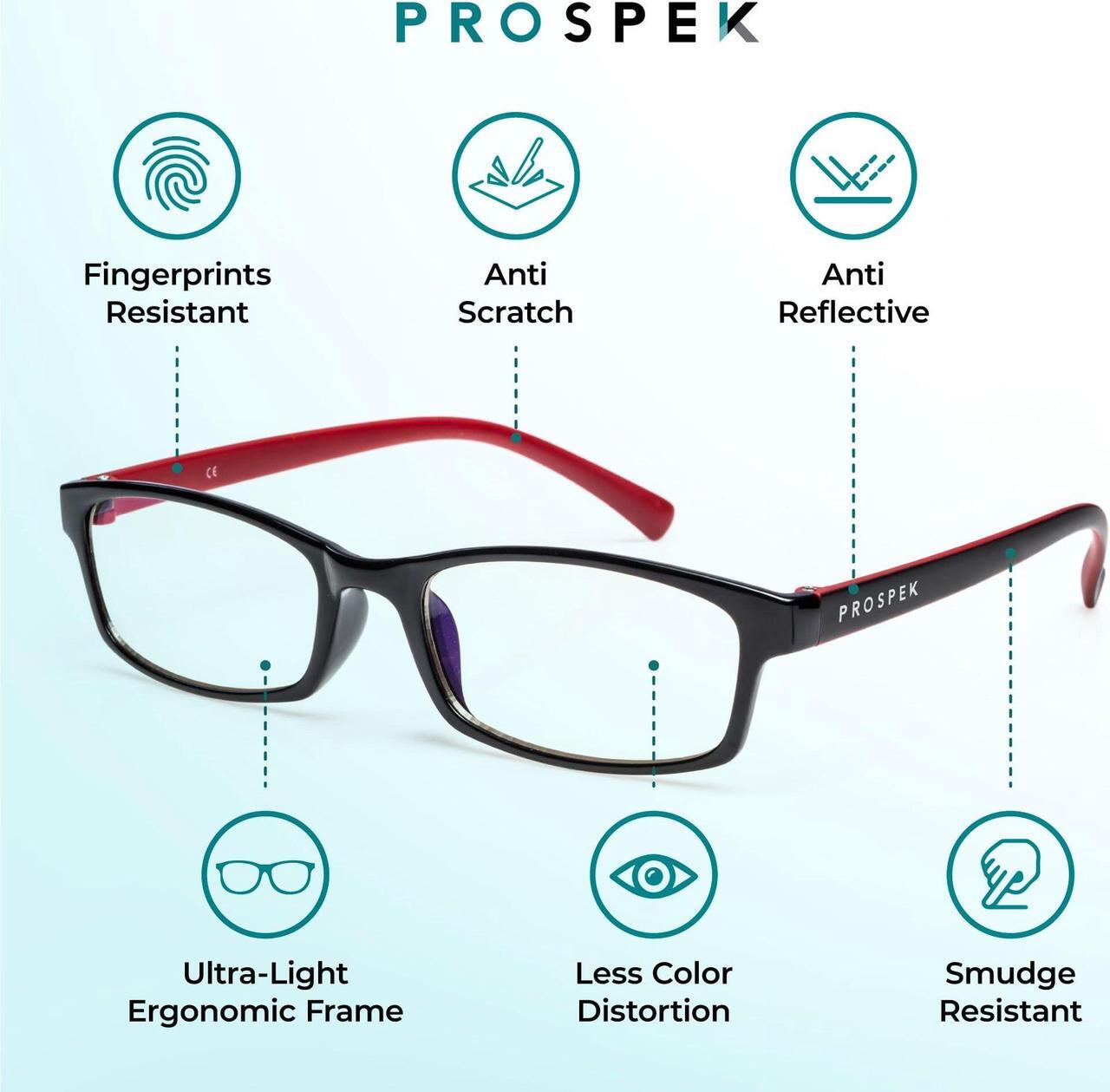 Alt view image 3 of 5 - PROSPEK Blue Light Glasses for Men and Women, Computer Glasses with Clear Lens, Anti Eyestrain Reading Glasses (+0.50x)