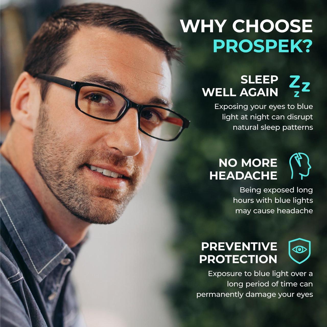 Alt view image 5 of 5 - PROSPEK Blue Light Glasses for Men and Women, Computer Glasses with Clear Lens, Anti Eyestrain Reading Glasses (+0.50x)