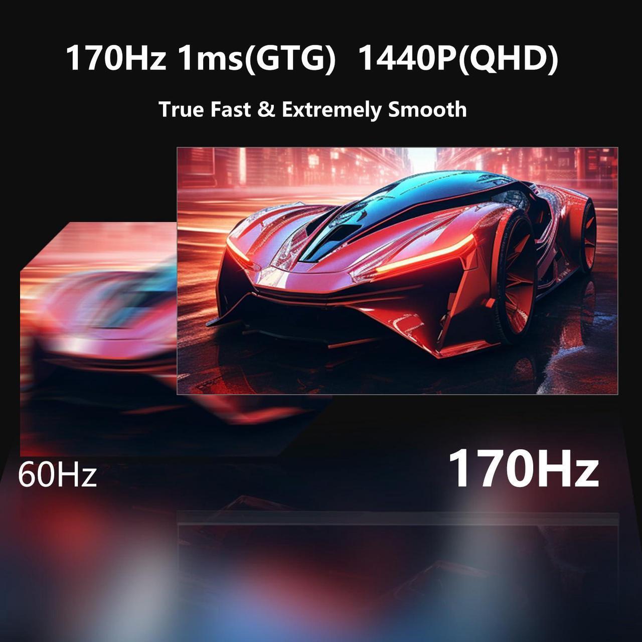 Alt view image 2 of 5 - FYHXele Gaming Monitor, 27 Inch 1440P 170Hz PC Monitor, 2K QHD 1ms Fast IPS Computer Monitor, HDMI/USB C/DP Vertical Monitor for Office and Hom, Eye Care, VESA Mount, Black