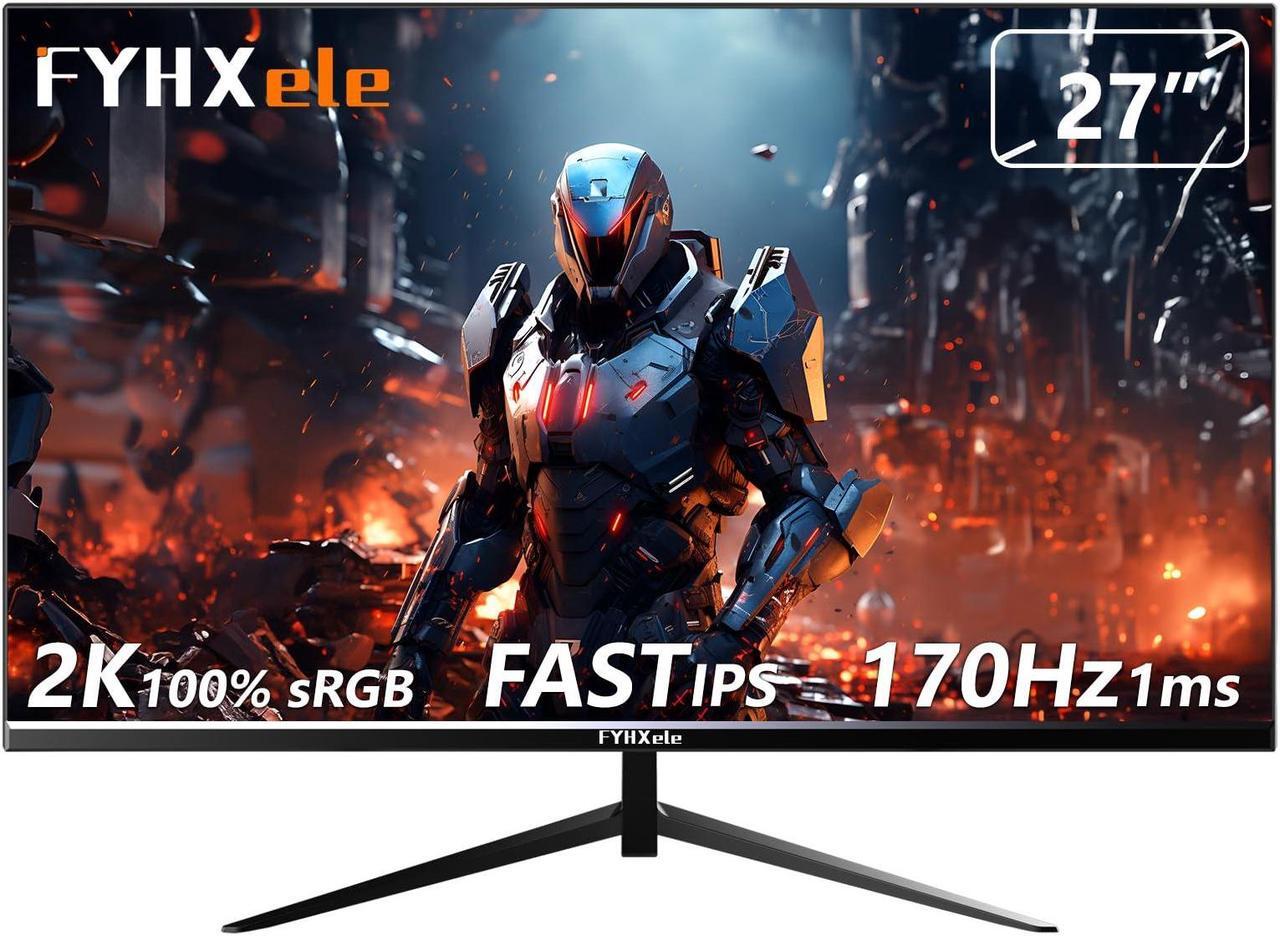 Main image of FYHXele Gaming Monitor, 27 Inch 1440P 170Hz PC Monitor, 2K QHD 1ms Fast IPS Computer Monitor, HDMI/USB C/DP Vertical Monitor for Office and Hom, Eye Care, VESA Mount, Black