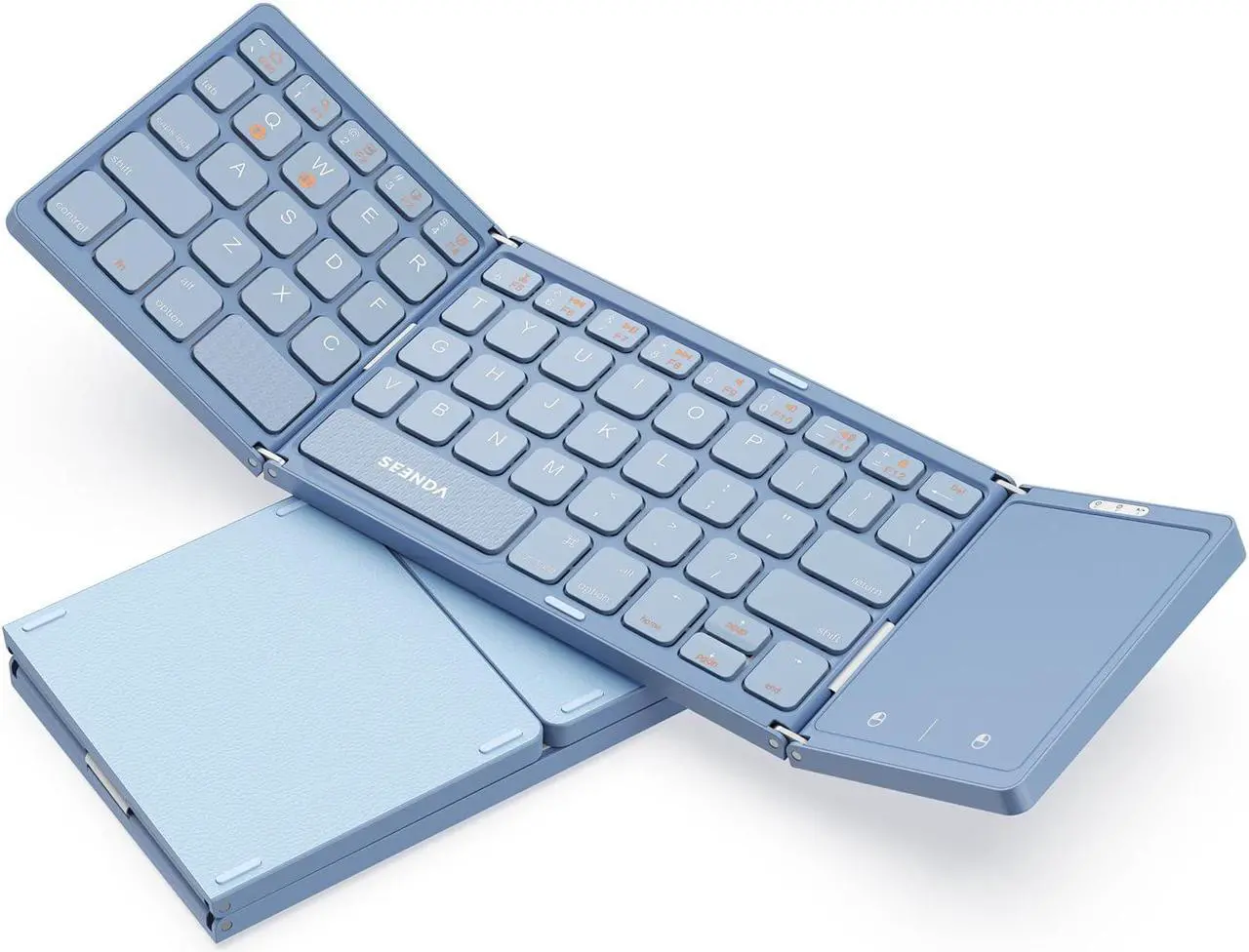 Main image of Foldable Bluetooth Keyboard - Multi-Device Mini Wireless Keyboard with Touchpad, Pocket-Sized Travel Keyboard Compatible with iPad, iPhone, Tablet, Smartphone, iOS, Android, Windows - Blue