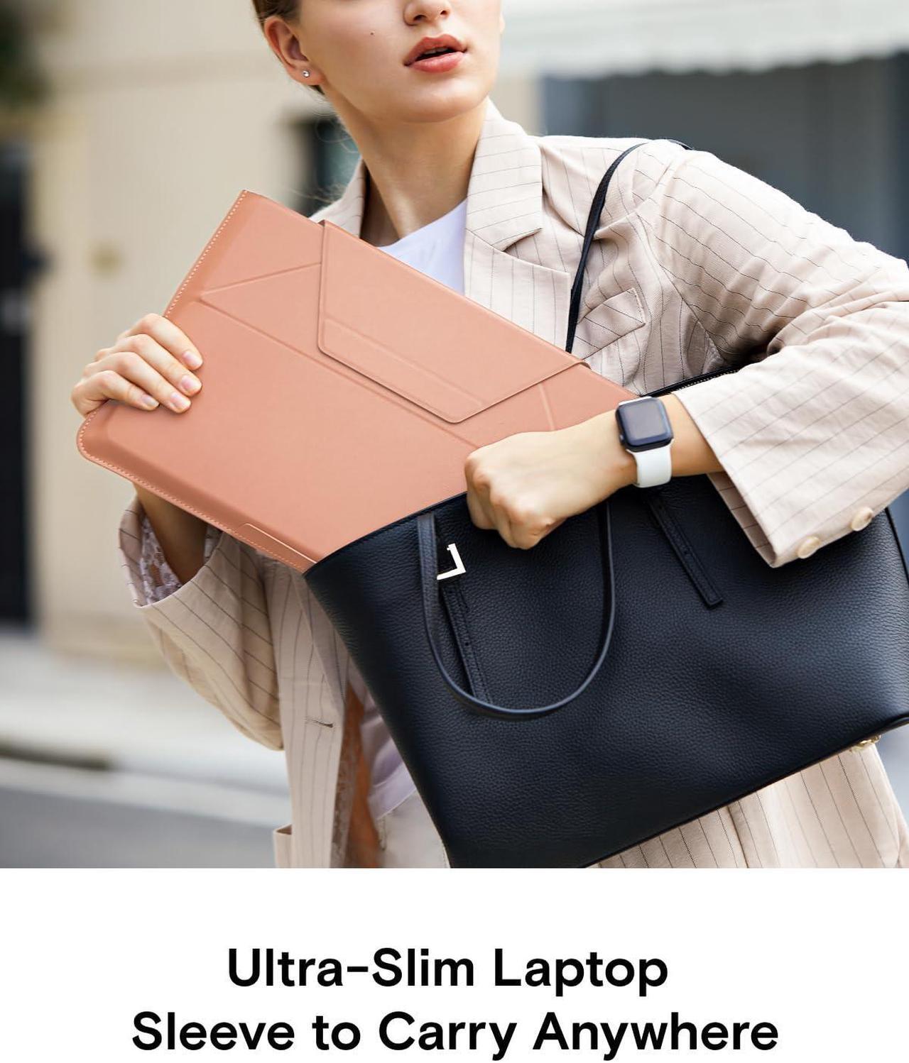 Alt view image 3 of 5 - MOFT Laptop Bag Sleeve for MacBook Computer Expandable Storage, Two Adjustable Angles, Ultra-Slim Stylish Pieces Laptop Case, Class Nude, 15"-16"